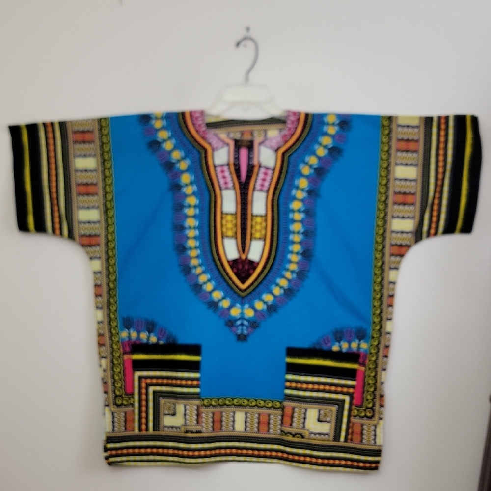 Dashiki Ethnic Boho Vibrant Multicolored Cotton Tunic Pullover Top XXL